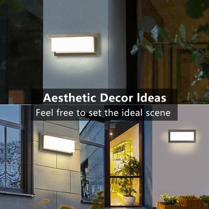 Brilagi - LED Lauko sieninis šviestuvas su jutikliu BRICKY LED/12W/230V pilka IP54