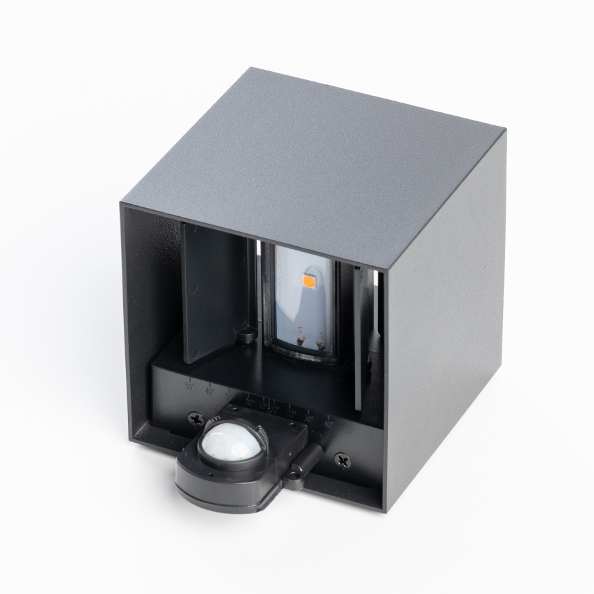 BRILAGI - LED lauko sieninis šviestuvas su judesio jutikliu CUBE LED/6W/230V antracitas IP65