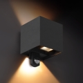 Brilagi - LED lauko sieninis šviestuvas su jutikliu CUBE LED/6W/230V juoda IP65