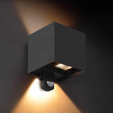 Brilagi - LED lauko sieninis šviestuvas su jutikliu CUBE LED/6W/230V juoda IP65