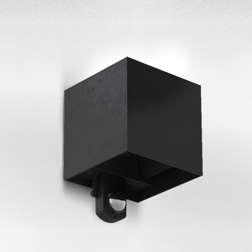 Brilagi - LED lauko sieninis šviestuvas su jutikliu CUBE LED/6W/230V juoda IP65