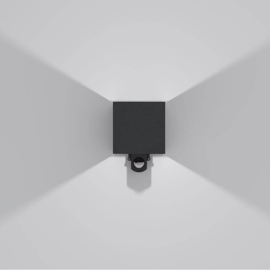 Brilagi - LED lauko sieninis šviestuvas su jutikliu CUBE LED/6W/230V juoda IP65