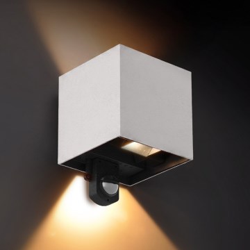 Brilagi - LED lauko sieninis šviestuvas su jutikliu CUBE LED/6W/230V pilkas IP65