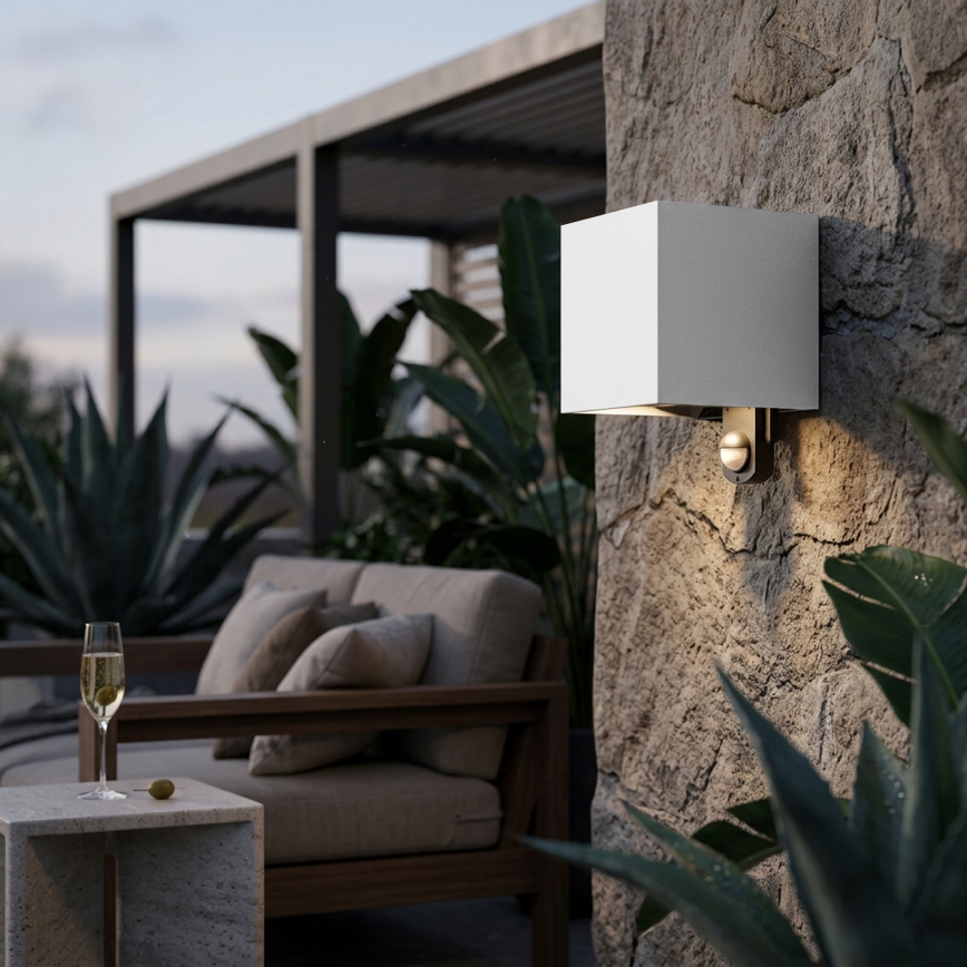 Brilagi - LED lauko sieninis šviestuvas su jutikliu CUBE LED/6W/230V pilkas IP65