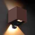 Brilagi - LED lauko sieninis šviestuvas su jutikliu CUBE LED/6W/230V rudas IP65