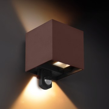 Brilagi - LED lauko sieninis šviestuvas su jutikliu CUBE LED/6W/230V rudas IP65