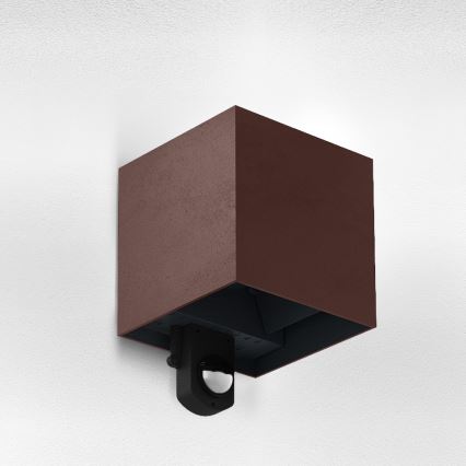Brilagi - LED lauko sieninis šviestuvas su jutikliu CUBE LED/6W/230V rudas IP65