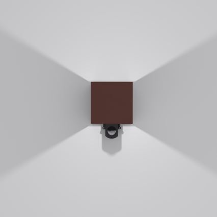 Brilagi - LED lauko sieninis šviestuvas su jutikliu CUBE LED/6W/230V rudas IP65