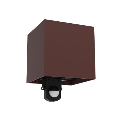 Brilagi - LED lauko sieninis šviestuvas su jutikliu CUBE LED/6W/230V rudas IP65