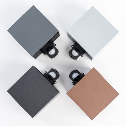 BRILAGI - LED lauko sieninis šviestuvas su jutikliu CUBE LED/6W/230V rudas IP65