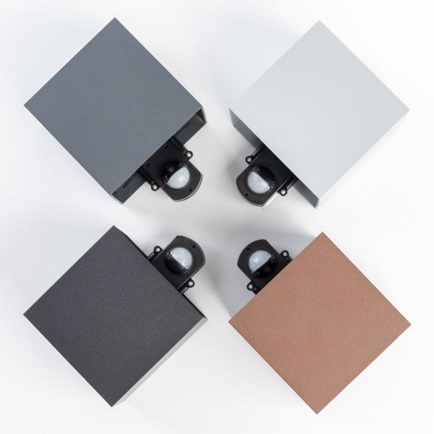 BRILAGI - LED lauko sieninis šviestuvas su jutikliu CUBE LED/6W/230V rudas IP65