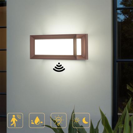 Brilagi - LED lauko sieninis šviestuvas su judesio jutikliu PARKER LED/12W/230V, rudos spalvos, IP44