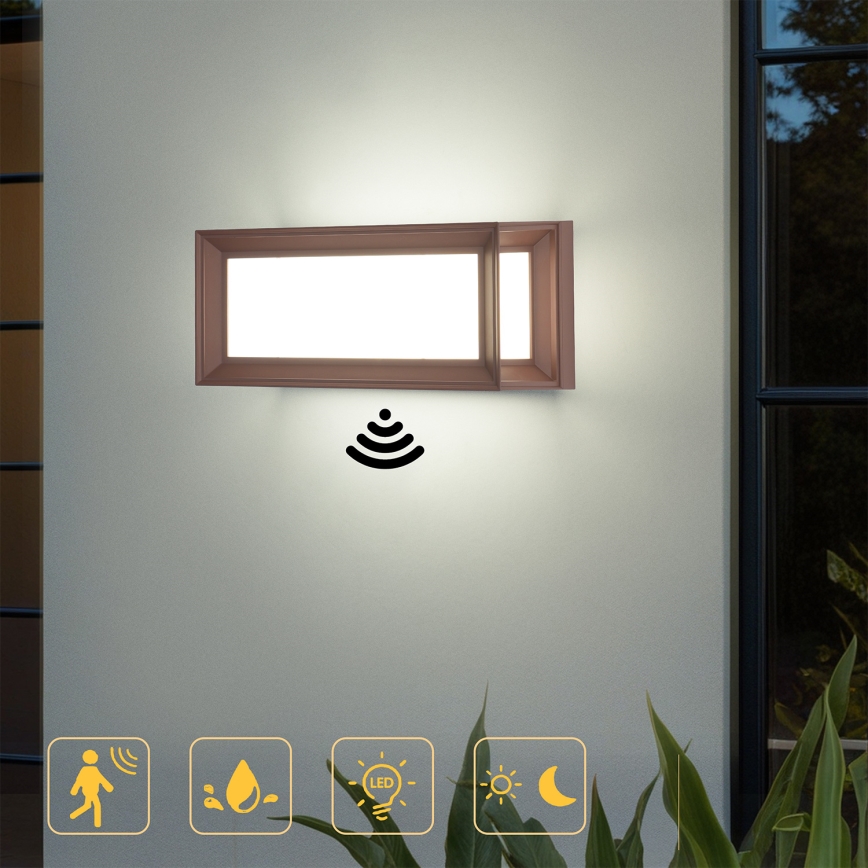 Brilagi - LED lauko sieninis šviestuvas su judesio jutikliu PARKER LED/12W/230V, rudos spalvos, IP44