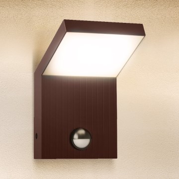 Brilagi - LED lauko sieninis šviestuvas su jutikliu RIANO LED/8W/230V rudas IP65