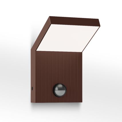 Brilagi - LED lauko sieninis šviestuvas su jutikliu RIANO LED/8W/230V rudas IP65