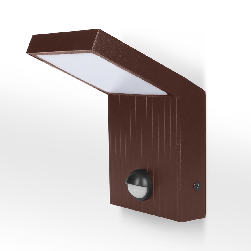 Brilagi - LED lauko sieninis šviestuvas su jutikliu RIANO LED/8W/230V rudas IP65