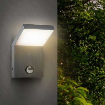 Brilagi - LED lauko sieninis šviestuvas su jutikliu RIANO LED/8W/230V sidabrinis IP65