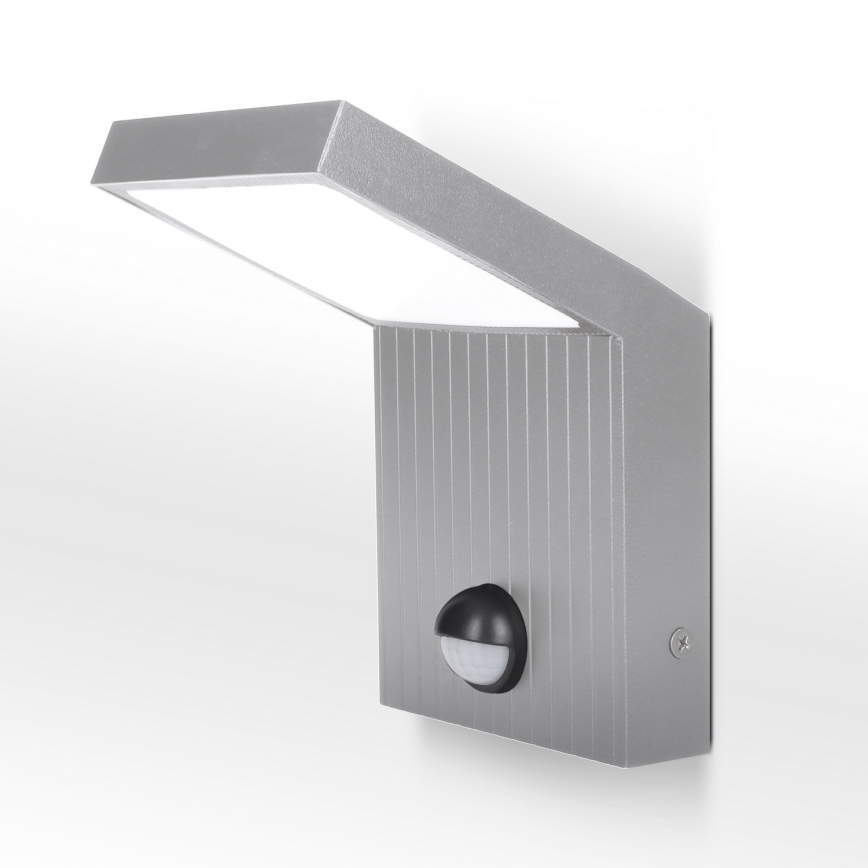 Brilagi - LED lauko sieninis šviestuvas su jutikliu RIANO LED/8W/230V sidabrinis IP65
