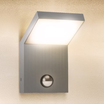 Brilagi - LED lauko sieninis šviestuvas su jutikliu RIANO LED/8W/230V sidabrinis IP65