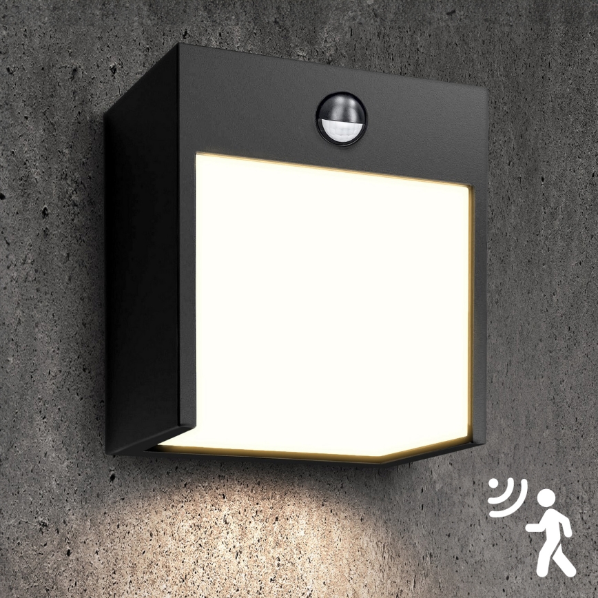 Brilagi - LED Lauko sieninis šviestuvas su jutikliu TERNI LED/12W/230V juoda IP44