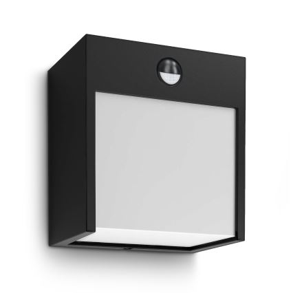 Brilagi - LED Lauko sieninis šviestuvas su jutikliu TERNI LED/12W/230V juoda IP44