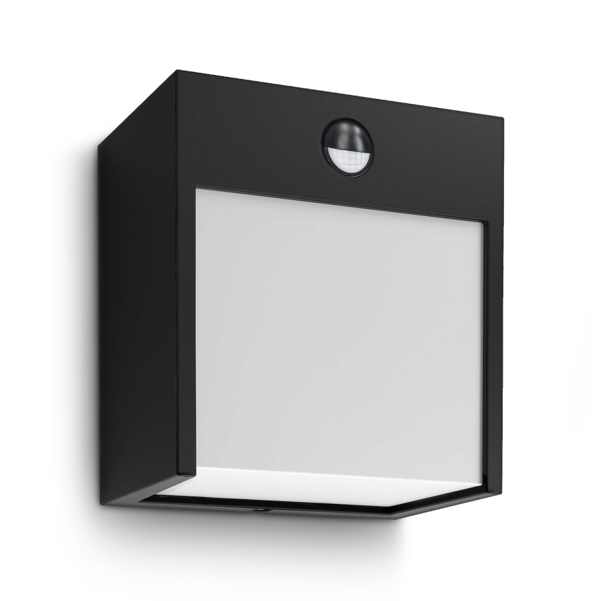 Brilagi - LED Lauko sieninis šviestuvas su jutikliu TERNI LED/12W/230V juoda IP44