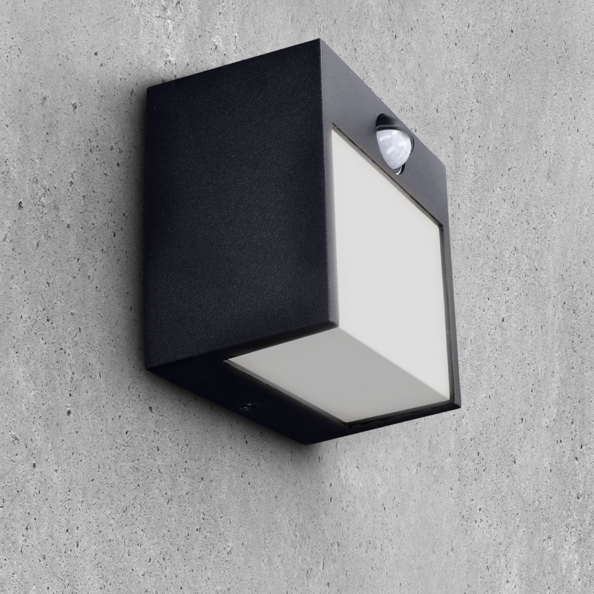Brilagi - LED Lauko sieninis šviestuvas su jutikliu TERNI LED/12W/230V juoda IP44