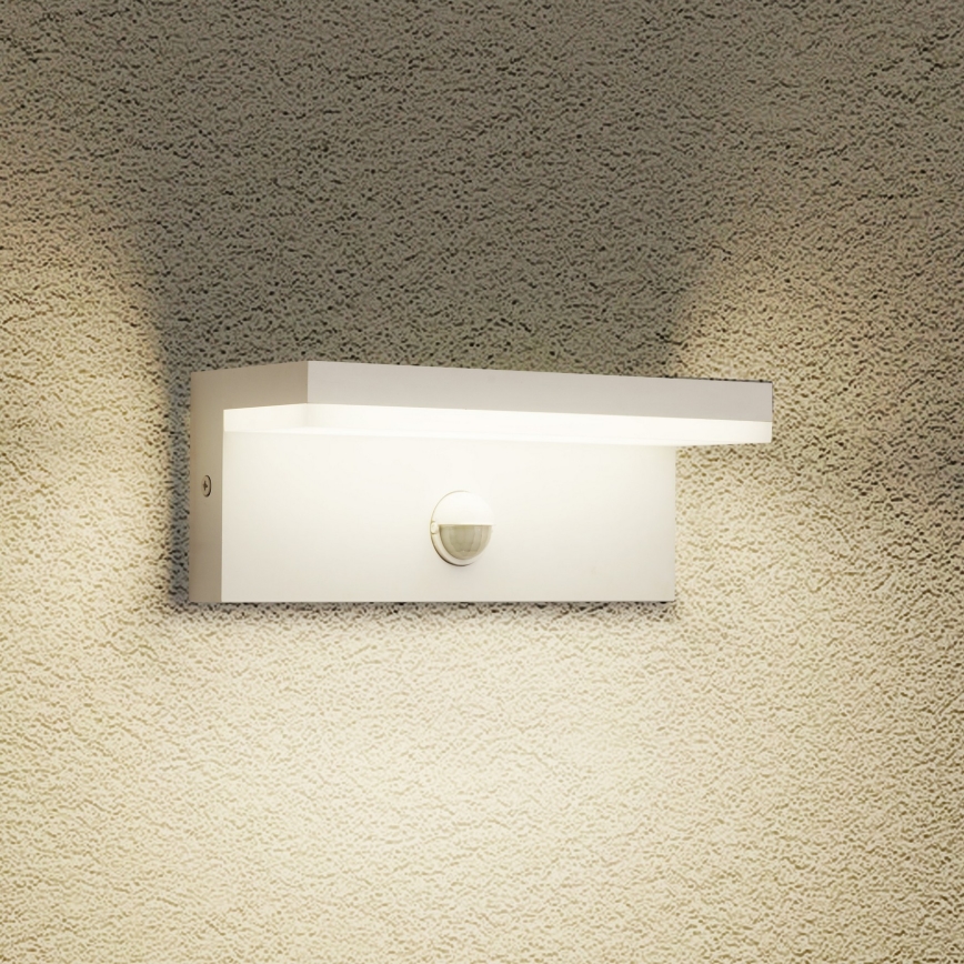 Brilagi - LED lauko sieninis šviestuvas su jutikliu TESSI LED/10W/230V baltas IP54