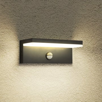 Brilagi - LED lauko sieninis šviestuvas su jutikliu TESSI LED/10W/230V juoda IP54