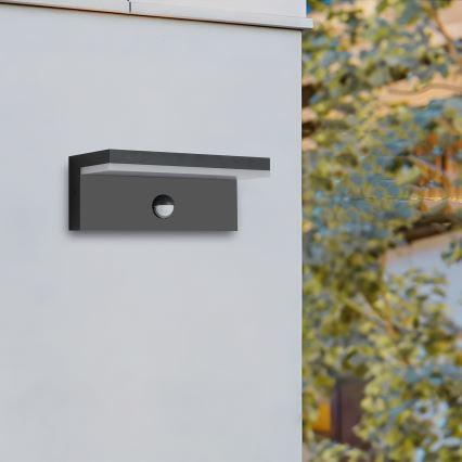 Brilagi - LED lauko sieninis šviestuvas su jutikliu TESSI LED/10W/230V juoda IP54