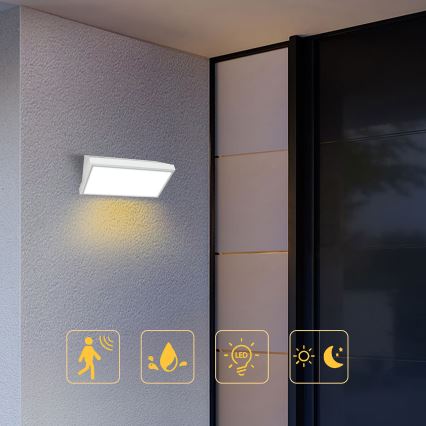 Brilagi - LED lauko sieninis šviestuvas su jutikliu TRIANGLE LED/20W/230V baltas IP65