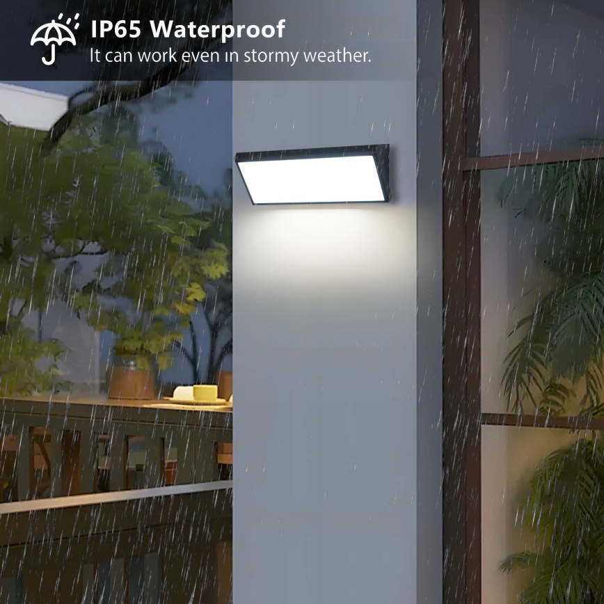 Brilagi - LED lauko sieninis šviestuvas su jutikliu TRIANGLE LED/42W/230V, juodas, IP65