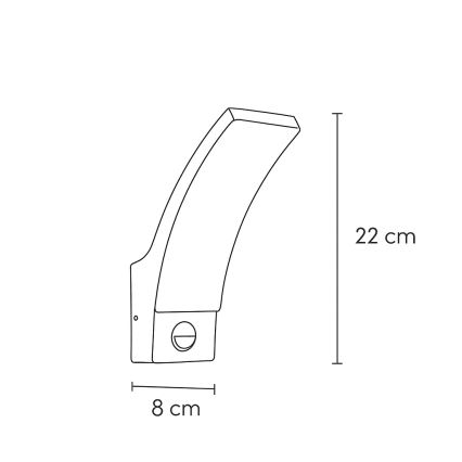 Brilagi - LED lauko sieninis šviestuvas su jutikliu ARCELO LED/9W/230V IP44