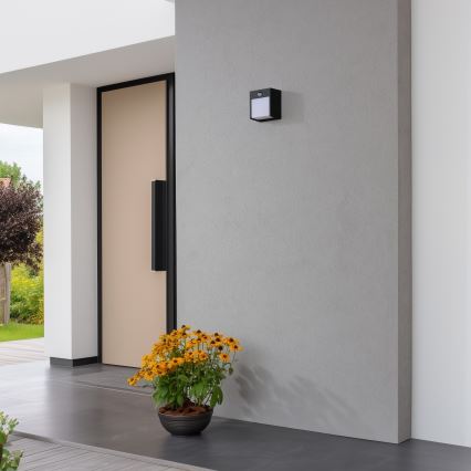 Brilagi - LED Lauko sieninis šviestuvas su jutikliu TERNI LED/12W/230V juodas IP44