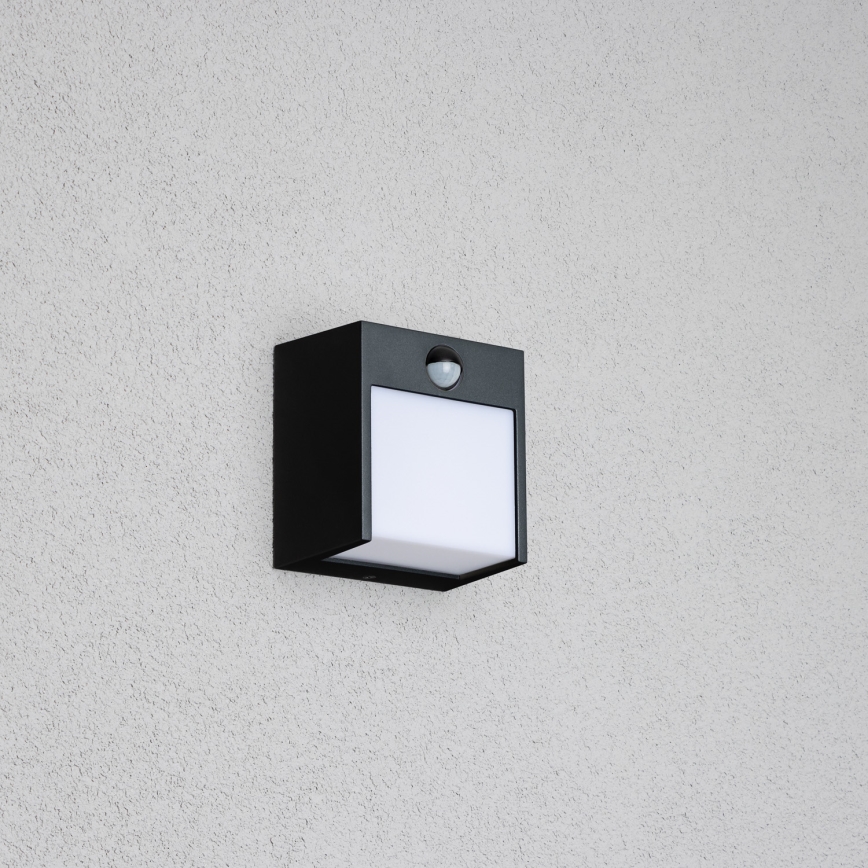Brilagi - LED Lauko sieninis šviestuvas su jutikliu TERNI LED/12W/230V juodas IP44