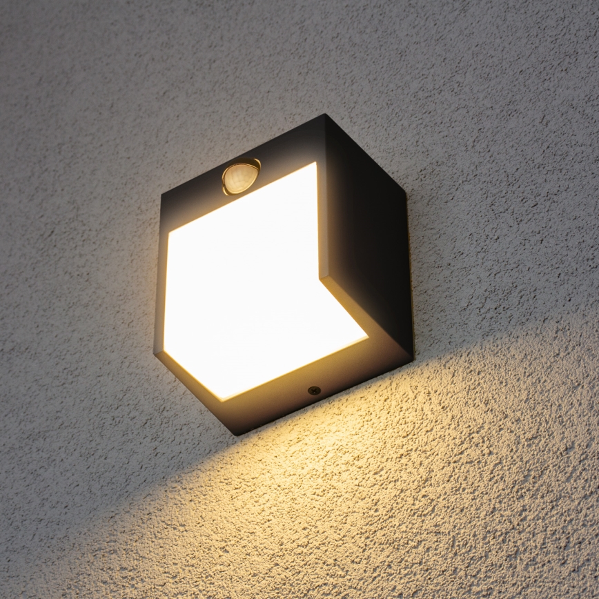 Brilagi - LED Lauko sieninis šviestuvas su jutikliu TERNI LED/12W/230V juodas IP44