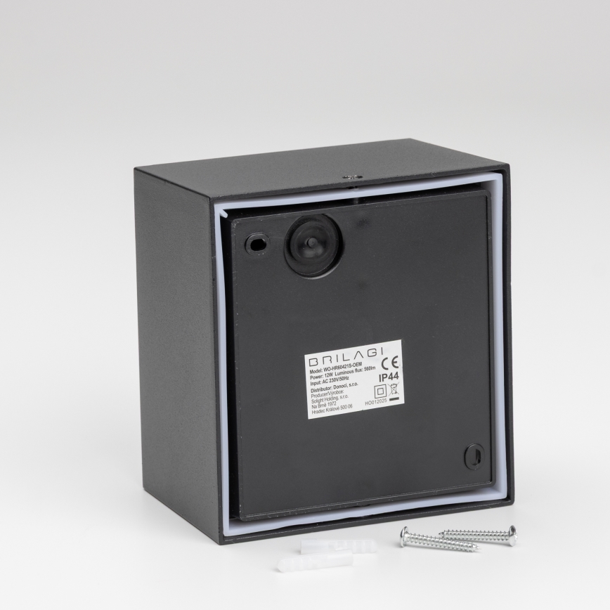 Brilagi - LED Lauko sieninis šviestuvas su jutikliu TERNI LED/12W/230V juodas IP44