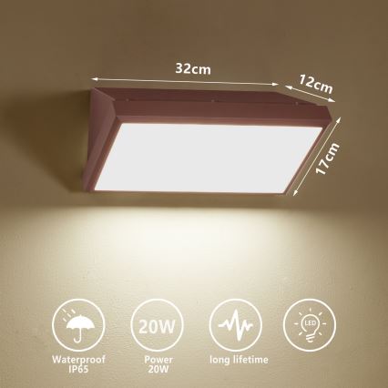 Brilagi - LED lauko sieninis šviestuvas TRIANGLE LED/20W/230V 3000/4000/6500K rudas IP65