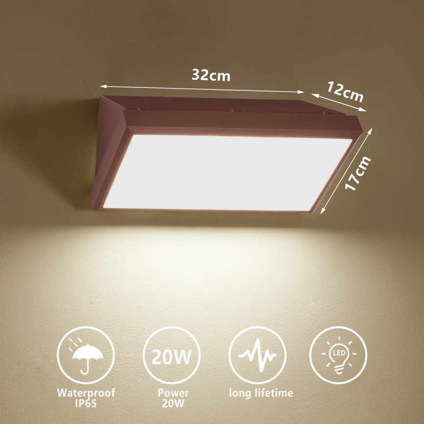 Brilagi - LED lauko sieninis šviestuvas TRIANGLE LED/20W/230V 3000/4000/6500K rudas IP65