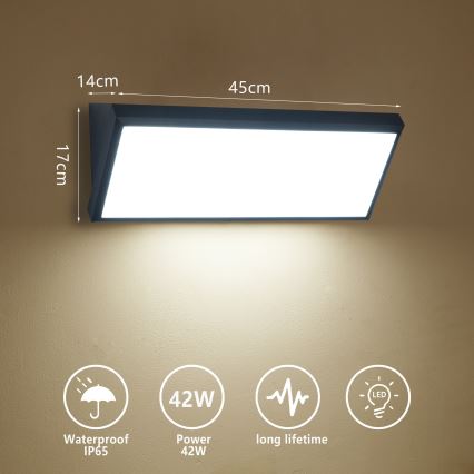 Brilagi - LED Lauko sieninis šviestuvas TRIANGLE LED/42W/230V juodas IP65