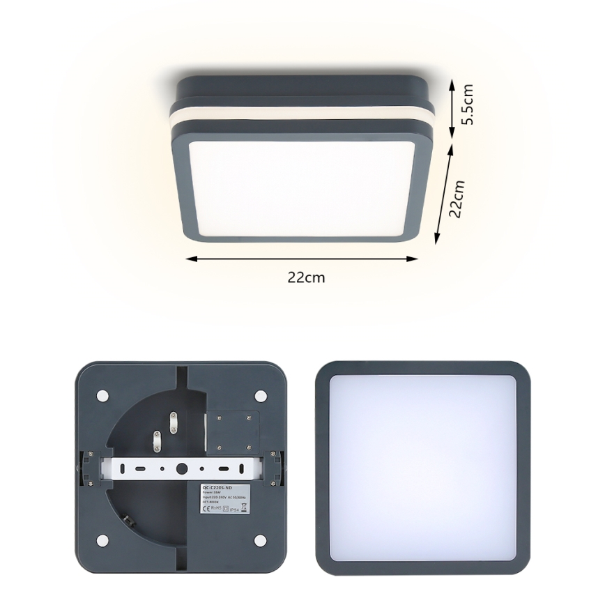 Brilagi - LED lauko šviestuvas BENE LED/18W/230V 22x22 cm antracitas IP54