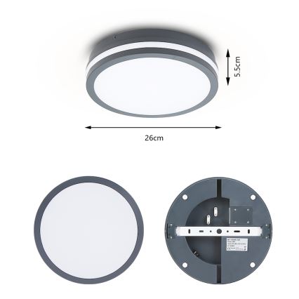 Brilagi - LED lauko šviestuvas BENE LED/24W/230V diametras 26 cm antracitas IP54