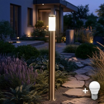 BRILAGI - LED lauko šviestuvas ELIA 1xE27/7W/230V 4000K IP44 100 cm matinis chromas