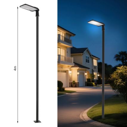 Brilagi - LED lauko gatvės žibintas su stulpu ir pasukamu sąnariu 4 m URBANLIGHT LED/200W/230V juodas IP65