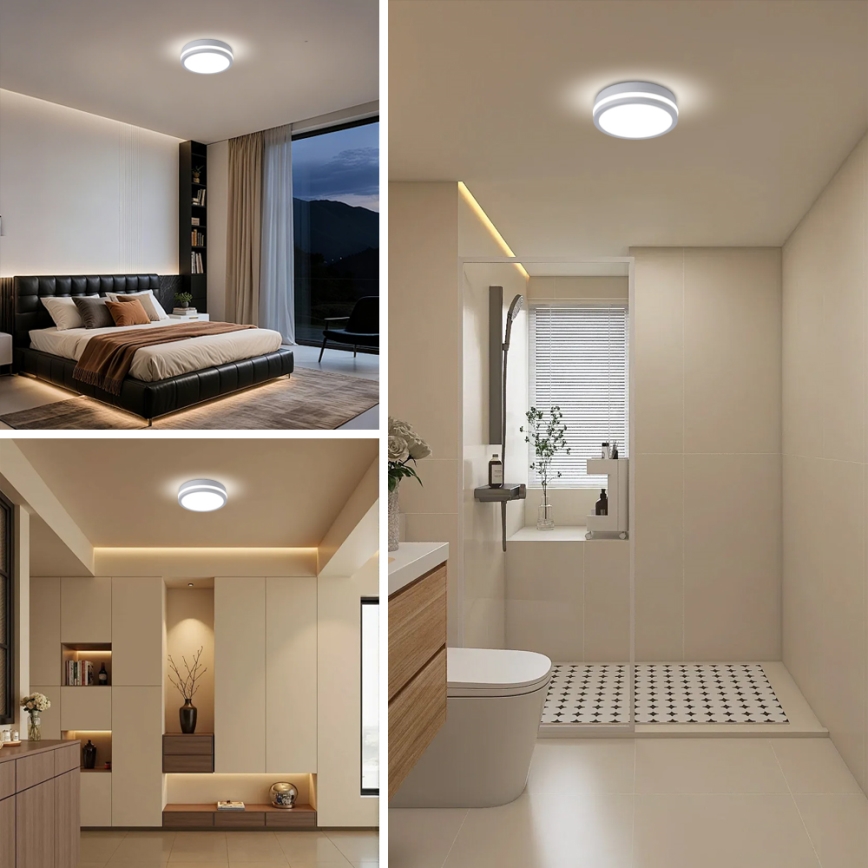 Brilagi - BENE lauko lubinis LED šviestuvas su judesio jutikliu LED/18W/230V, Ø 21,5 cm, baltas, IP54