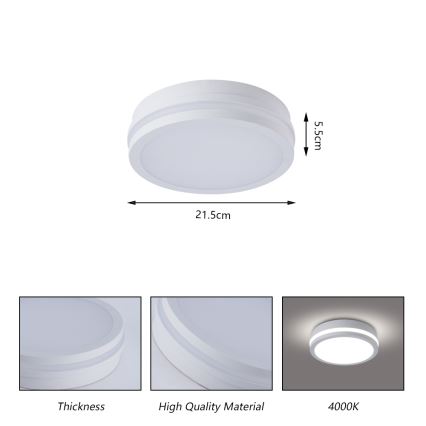Brilagi - BENE lauko lubinis LED šviestuvas su judesio jutikliu LED/18W/230V, Ø 21,5 cm, baltas, IP54