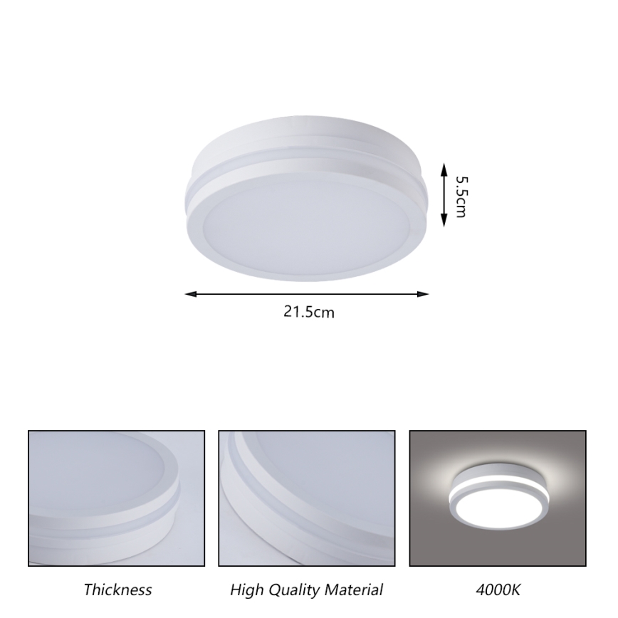 Brilagi - BENE lauko lubinis LED šviestuvas su judesio jutikliu LED/18W/230V, Ø 21,5 cm, baltas, IP54