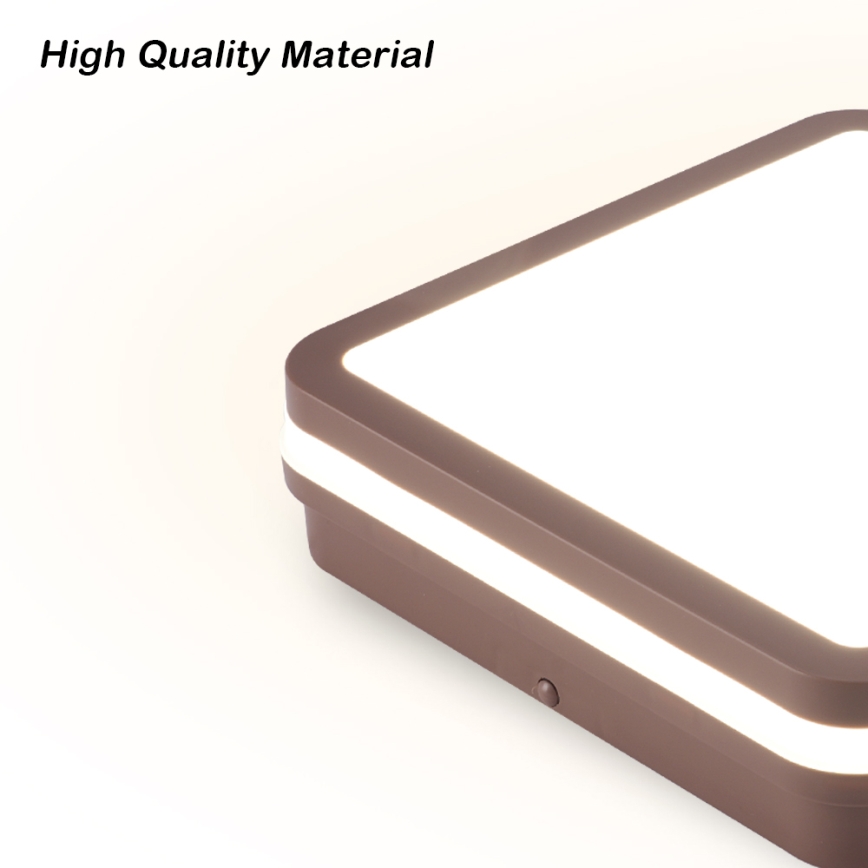 Brilagi - lauko lubinis LED šviestuvas su jutikliu BENE LED/24W/230V 26x26 cm rudas IP54