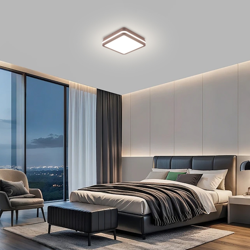 Brilagi - LED lauko lubinis šviestuvas su jutikliu BENE LED/18W/230V 21,5x21,5 cm rudas IP54