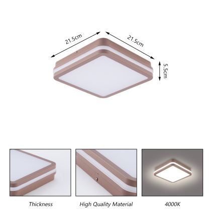 Brilagi - LED lauko lubinis šviestuvas su jutikliu BENE LED/18W/230V 21,5x21,5 cm rudas IP54